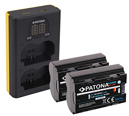 PATONA Caricatore doppio LCD USB con 2x NP-W235 batteria compatibile con...