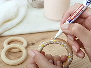 edding 5300 Marcatore a Vernice Acrilica Fine, Bianco, 1 Waterproof, Punta Tonda 1-2Mm, Pennnarello per Disegno Su Tela, Carta, Legno, per Ciotoli