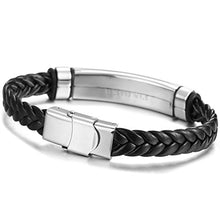 Carica l&#39;immagine nel visualizzatore di Gallery, Jstyle Gioielli Bracciali Cuoio del&#39;acciaio Inossidabile da Uomo Lunghezza... - Ilgrandebazar