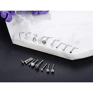 Milacolato 20G Naso Stud Set I Forma Cartilagine Tragus Piercing CZ Acciaio... - Ilgrandebazar