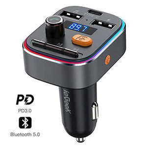 Trasmettitore FM Bluetooth 5.0 per Auto ieGeek, 8 Colori Controluce Pulsante...