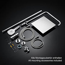 Carica l'immagine nel visualizzatore di Gallery, JOHO 304 Colonna Doccia senza Miscelatore in Acciaio Inox 304 Cromato Set Doccia a Pioggia con Soffione e Doccetta a Mano (30×30cm quadrato)