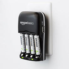 Carica l'immagine nel visualizzatore di Gallery, AmazonBasics - Carica batterie con porta USB per Ni-MH AA e AAA
