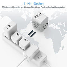 Carica l&#39;immagine nel visualizzatore di Gallery, TESSAN Adattatore Universale da Viaggio, Presa Universale da Viaggio con 3USB, 1USB C e 1 CA, Adattatore da Viaggio Italia Inghilterra Germania America Australia, Adattatore Viaggio