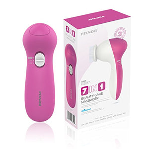 Pixnor [aggiornato] 7 en 1 impermeabile Spazzola Pulizia per Viso Rosa Rossa