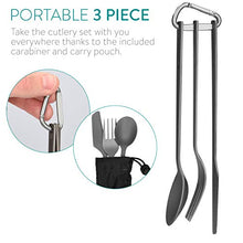 Carica l'immagine nel visualizzatore di Gallery, Navaris Set 3X Posate da Campeggio in Titanio - Kit Forchetta Coltello...