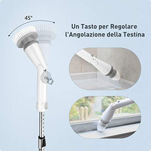 Carica l&#39;immagine nel visualizzatore di Gallery, Homitt Spazzola per Pulizia,Spin Scrubber con 4 testine Regolabili e Bianco - Ilgrandebazar