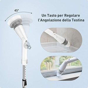 Homitt Spazzola per Pulizia,Spin Scrubber con 4 testine Regolabili e Bianco - Ilgrandebazar