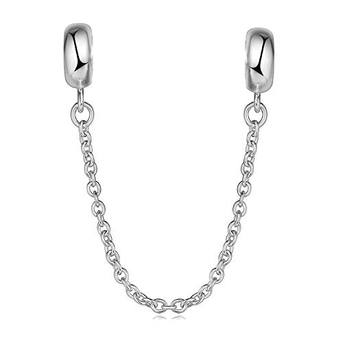 GW autentico 925 argento Sterling catena di sicurezza con due tappi perline... - Ilgrandebazar