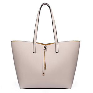 Miss Lulu Borsetta da Donna Grande Ecopelle Borsa a Tracolla Hobo Tote Beige