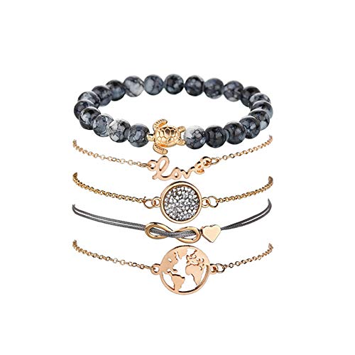 Braccialetto Set di Gioielli, Dsaren Regolabile Bracciale a Mappa E Tartaruga - Ilgrandebazar