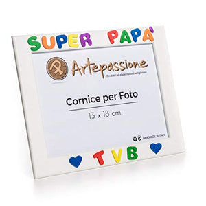 Cornici per Foto in Legno 13x18 con la Scritta"Super Papà TVB" e Decorata...