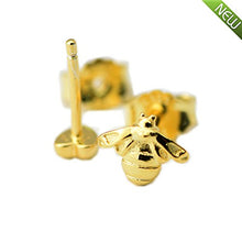 Carica l'immagine nel visualizzatore di Gallery, PANDOCCI Orecchini a Lobo in Argento 925 a Cuore e Ape Oro Giallo... - Ilgrandebazar