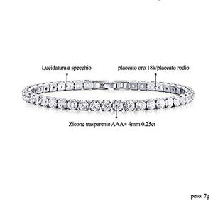 Light-Jewelry Bracciale Tennis Uomo Donna con Zirconi, Placcato Oro Bianco... - Ilgrandebazar