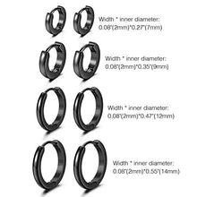 Carica l&#39;immagine nel visualizzatore di Gallery, Cupimatch 7mm-14mm Orecchini cerchio rotondi acciaio inossidabile Nero - Ilgrandebazar