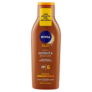 Nivea Latte Solare Abbronzante Protect & Bronze Fp6, Protezione Bassa - 200...