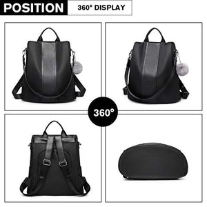 Miss Lulu Zaino per donna casual Borse da scuola in nylon Nero