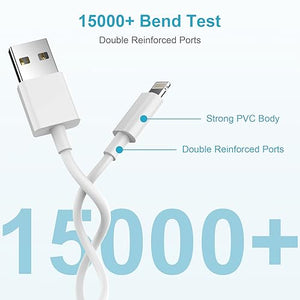 Cavo iPhone Originale Apple Certificato MFi, Cavo Lightning 1M+2M 2Pack, Cavetto iPhone Cavo Ricarica iPhone Cavo Caricatore iPhone Filo Cavo USB per iPhone 14 13 12 11 Pro Max XS XR X 8 7 6 5 SE iPad