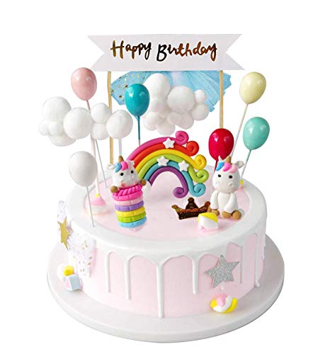 iZoeL Unicorno Decorazione Torta Kit Compleanno Cake Topper multicolore - Ilgrandebazar