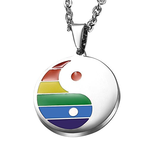 COAI Coppia di Collane per Innamorati e BFF in Acciaio Inox con Ciondoli Yin Yang in Ossidiana e Howlite
