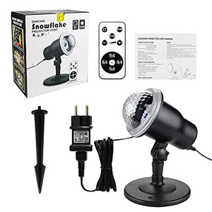 Proiettore Luci Natale con Fiocco di Neve, Proiettore Natale Esterno ed Interno IP65 con Telecomando,Decorazioni Natalizie per la Casa,Adatto per Natale,Compleanno, Capodanno