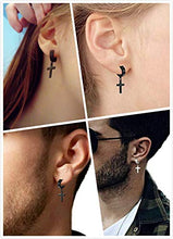 Carica l&#39;immagine nel visualizzatore di Gallery, Flongo orecchini donna uomo croce forma fashion stile argento Argento + Nero - Ilgrandebazar