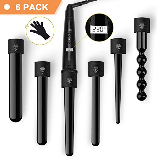 LOETAD Ferro Arricciacapelli 6-in-1 Schermo LCD Temperatura Regolabile 80°C... - Ilgrandebazar