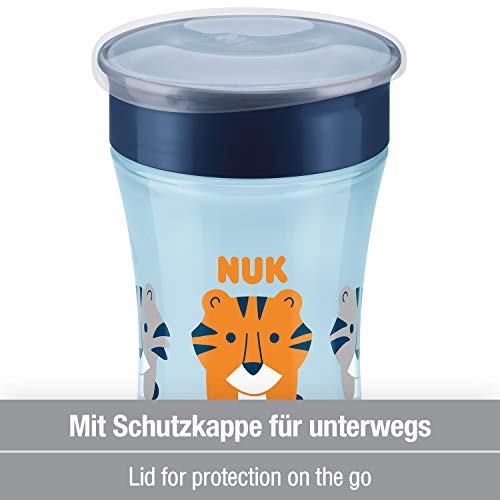 NUK Magic Cup Bicchiere Antigoccia per Bambini, Bordo 360°, 8+ Blu (Nu –