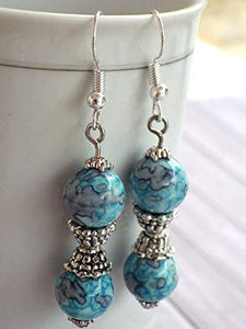 Thurcolas orecchini Blue Spirit perla colorato blu perle di giada naturale... - Ilgrandebazar
