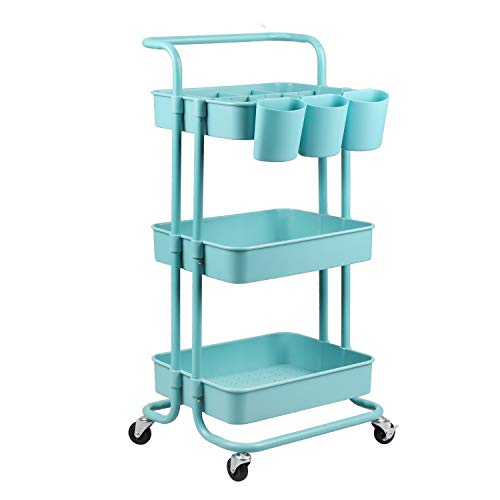 alvorog Carrello da Cucina, di Servizio, Scaffale 3 Blu