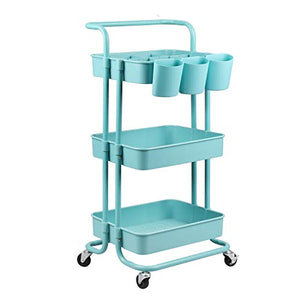alvorog Carrello da Cucina, di Servizio, Scaffale 3 Blu