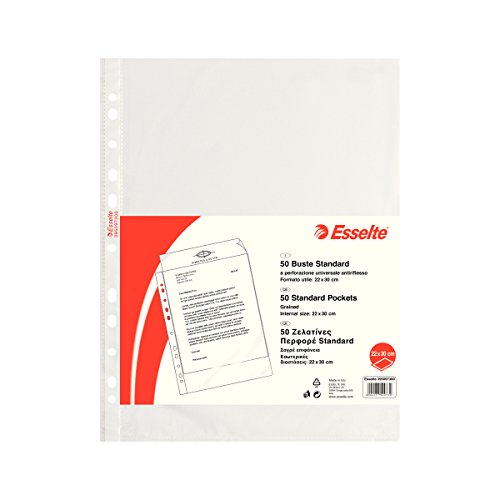 ESSELTE Buste perforate STANDARD - PPL antiriflesso - f.to 22 x 30 cm - 22x30 - Ilgrandebazar
