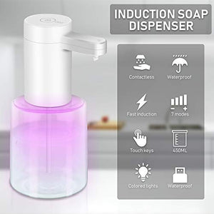 Dispenser Sapone Automatico, 450ML Distributore di Touchless Bianco