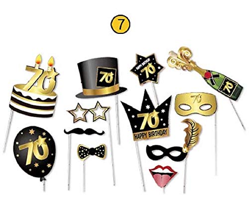 ACCESSORI PER FOTO PARTY 70 anni - 12 pz - Festa 70° Compleanno - Ilgrandebazar