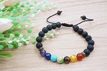 Carica l&#39;immagine nel visualizzatore di Gallery, 7 bracciale in pietra chakra intrecciata corda regolabile Lucky Charm Lava... - Ilgrandebazar