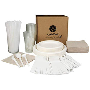 Stoviglie monouso da 400 pezzi per 50 persone. Confezione di 400 Pcs