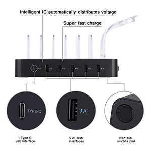 ValueTalks Stazione di Ricarica con 6 USB Porte Caricatore Base 6 - Ilgrandebazar