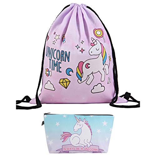 Amycute 2 pcs Unicorno Regali per Ragazze, sacche sportive unicorno +...