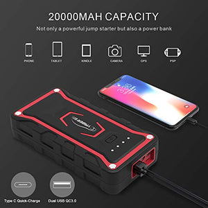 YABER Avviatore Batteria per Moto/Auto, 1500A 20000mAh Emergenza...