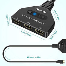 Carica l&#39;immagine nel visualizzatore di Gallery, Switch HDMI 4k, Techole Interruttore 3 In 1 Out con Cavo, Supporta 4K,...