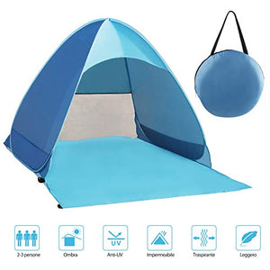 Tenda Da Spiaggia Pop-up Anti-UV Per 3-4 Persone – Leggera, Portatile, Con Borsa Di Trasporto