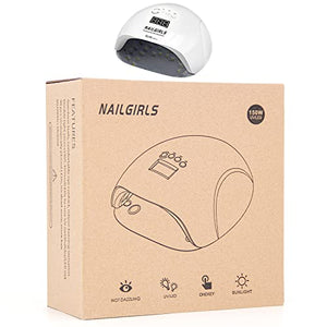 Nailgirls Lampade UV Per Unghie, 150W Portatile Asciuga Smalto Fornetto per Manicure/Pedicure,Sensore Di Avvio Automatico LED UV,4 Modalità Timer,Display LCD