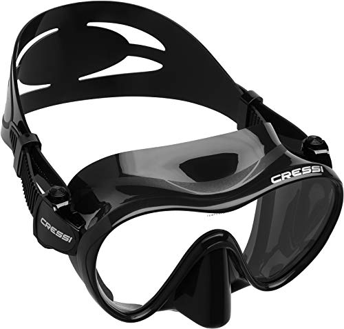Cressi F1 Mask - Maschera Subacquea monovetro del Tipo Frameless, L, Nero