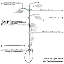Carica l'immagine nel visualizzatore di Gallery, JOHO 304 Colonna Doccia senza Miscelatore in Acciaio Inox 304 Cromato Set Doccia a Pioggia con Soffione e Doccetta a Mano (30×30cm quadrato)