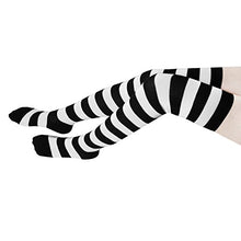 Carica l&#39;immagine nel visualizzatore di Gallery, HBF Calze Donna a Righe al Ginocchio Cosplay Lunghe Nero&amp;bianco - Ilgrandebazar