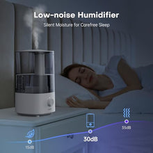 Carica l'immagine nel visualizzatore di Gallery, CONOPU Umidificatore Ambiente, 4L Umidificatore Ultrasuoni a Nebbia Fredda, 300ml/h Umidificatore ad Ultrasuoni e Diffusore Silenzioso per Bambini, Bianco