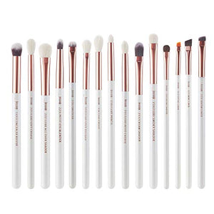 Jessup 15Pz Bianco perla/Oro rosa Set di pennelli per trucco professionale...