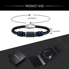 Carica l&#39;immagine nel visualizzatore di Gallery, COOLMAN Braccialetto in Pelle per Uomo Bracciale Polsino Blu(21.5cm) - Ilgrandebazar