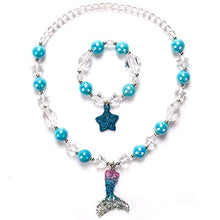 Carica l&#39;immagine nel visualizzatore di Gallery, Set di collana con ciondolo a forma coda sirena per bambine,... - Ilgrandebazar