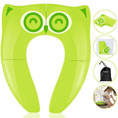 UPGRADE Gimars Riduttore WC per Bambini/Sedile Antiscivolo Portatile Verde